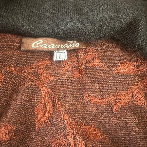 Caamana 100% Peruvian Alpaca Brown Floral Cardigan, Boho, Artisan, Luxury, Large - Picture 6 of 9